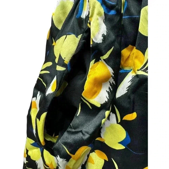 Nasty Gal Plus Sz Yellow Black Floral Skater Mini Dress V Neck Size 18 Pocket - Picture 6 of 10